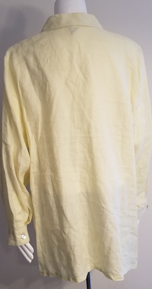 100% Linen Plus Size Button Down Blouse - image 5